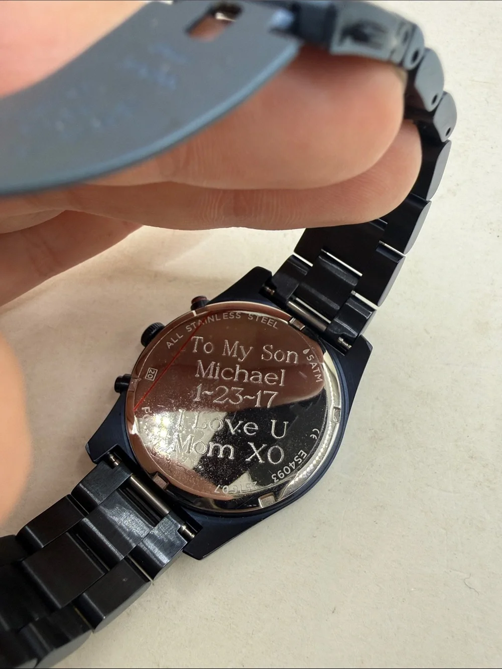 Fossil ES4093 Perfect Boyfriend Blue Multifunction Watch Engrave Men Analog READ